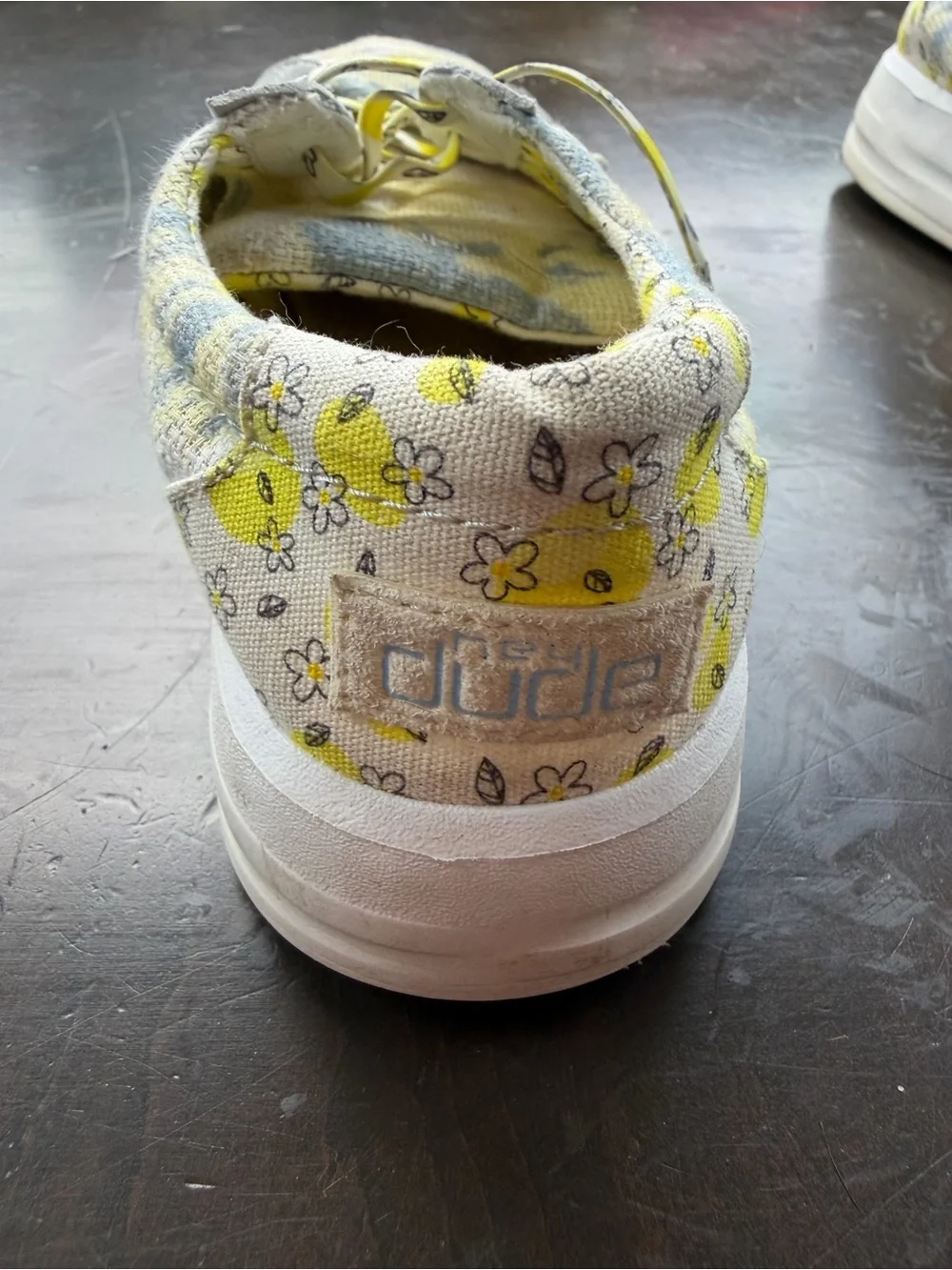 Hey Dude Karina you Daisy Dye Kids Floral Yellow & Gray Slip-On Shoe
